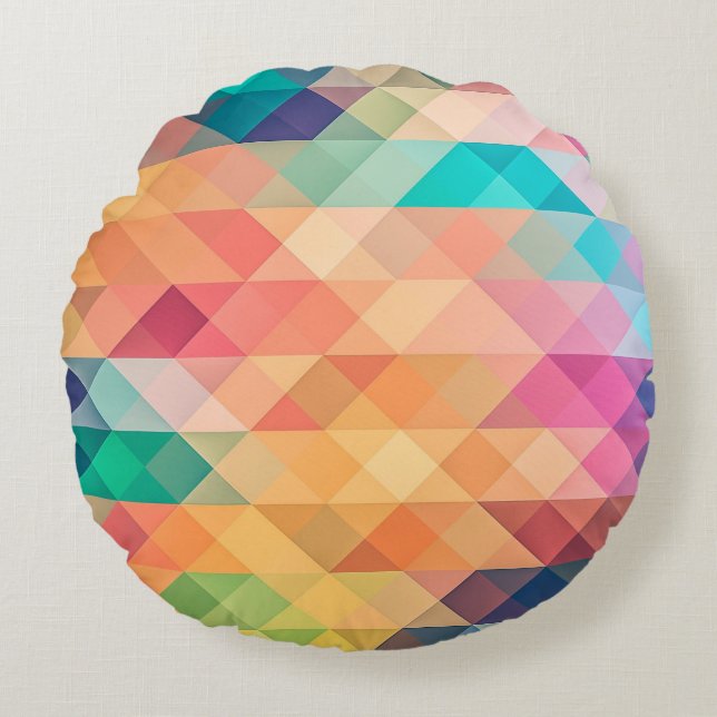 Multi colour round throw pillow. round cushion (Front)