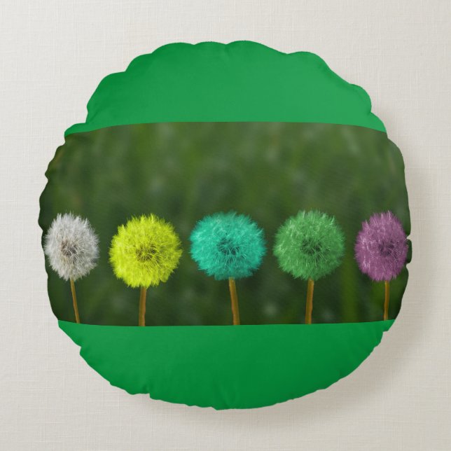 Multi colour round throw pillow. round cushion (Front)