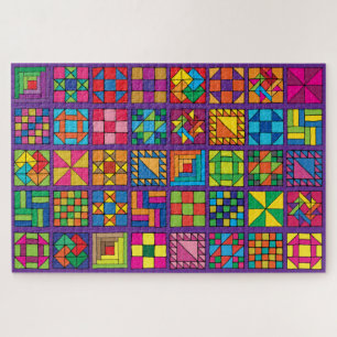 Multi-Colour Sampler Quilt 20" x 30" Jigsaw Puzzle
