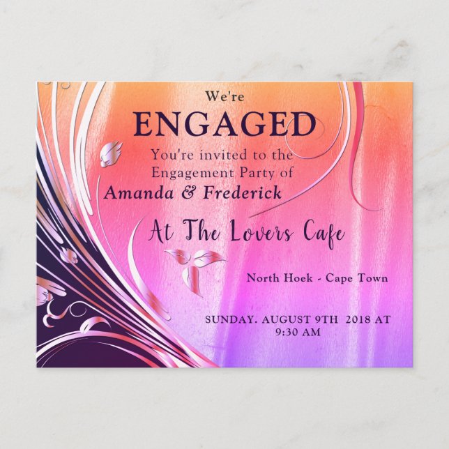 Multi-colour Satin  & Graphic Flower Splendour Invitation Postcard (Front)