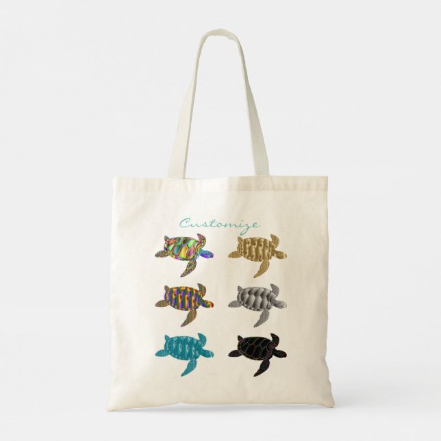Multi-colour Sea Turtles Thunder_Cove Tote Bag (Back)