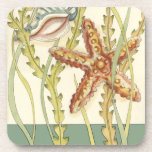 Multi-Colour Shell Party Coaster<br><div class="desc">Charikilia Zarris is a talented artist know for her ocean artwork. Her images are peaceful and calm relaxing you with every picture. Get this nautical piece of artwork with a starfish and a Conch shell being the centre of it all, bordered with beautiful kelp. This image will look great on...</div>