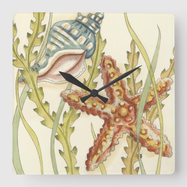 Multi-Colour Shell Party Square Wall Clock (Front)