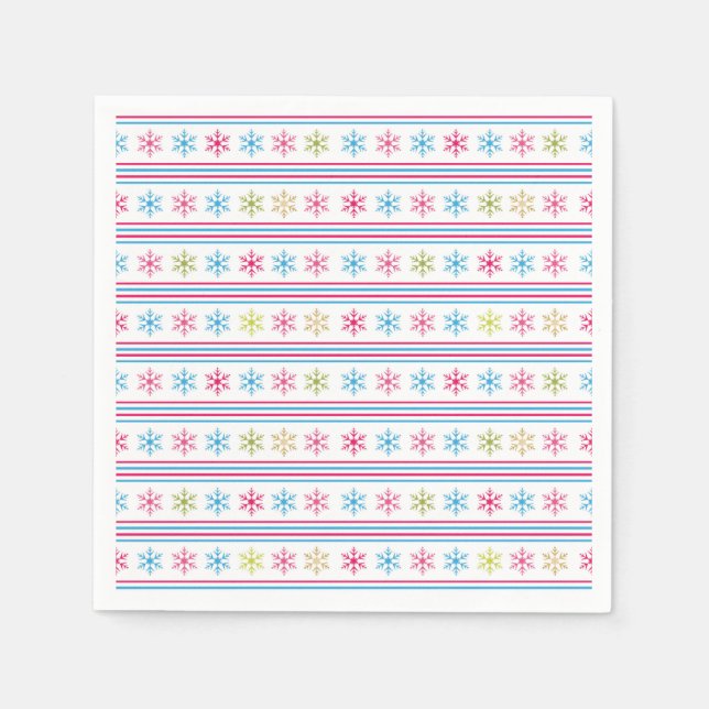 Multi Colour Snowflakes Napkin (Front)
