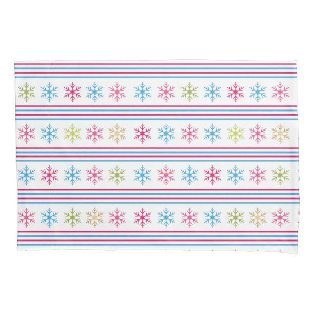 Multi Colour Snowflakes Pillowcase (Front)