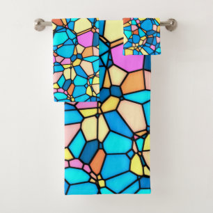 Multi-Colour Stained Glass Bath Towel Set