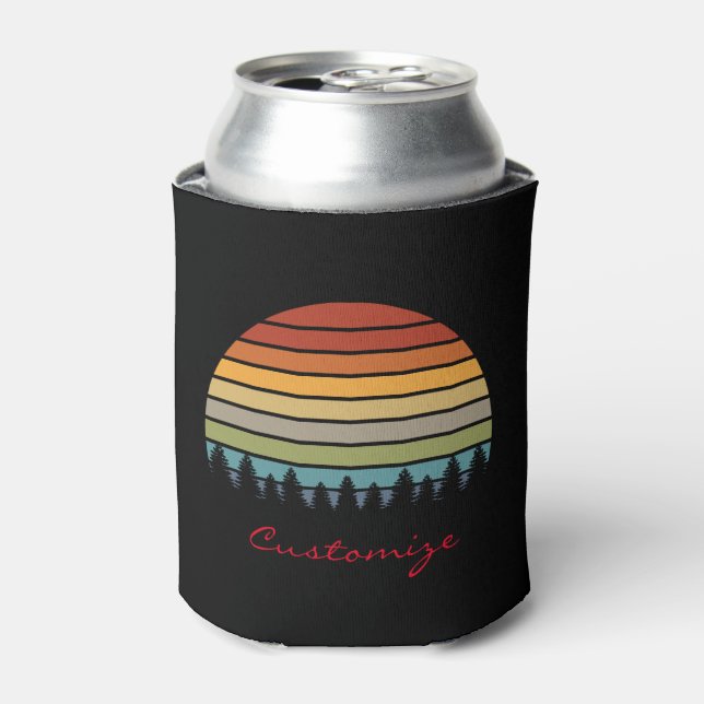 Multi-colour striped sun with trees can cooler (Can Front)
