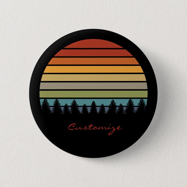 Multi-colour striped sun with trees Thunder_Cove 6 Cm Round Badge (Front)