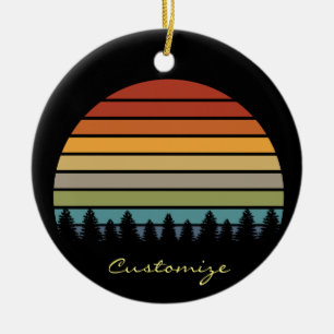 Multi-colour striped sun with trees Thunder_Cove Ceramic Tree Decoration