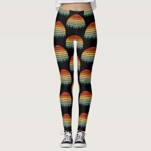 Multi-colour striped sun with trees Thunder_Cove Leggings