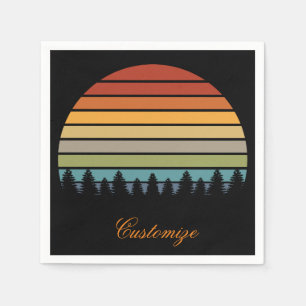 Multi-colour striped sun with trees Thunder_Cove Napkin
