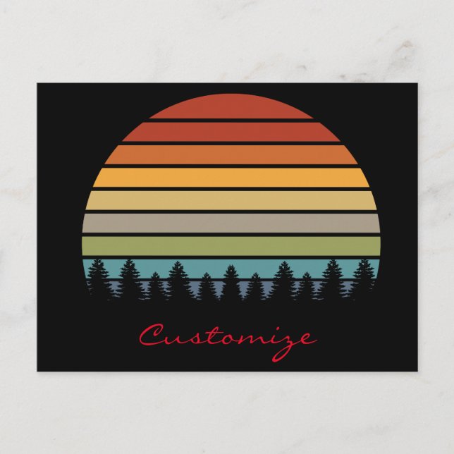 Multi-colour striped sun with trees Thunder_Cove Postcard (Front)