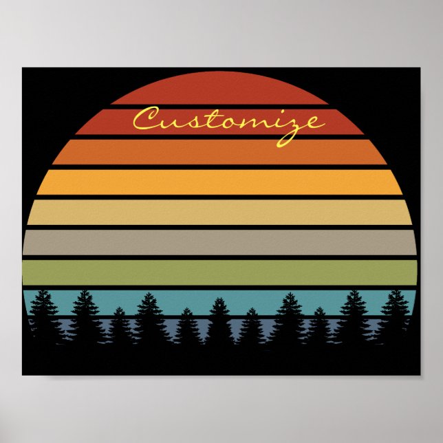 Multi-colour striped sun with trees Thunder_Cove Poster (Front)