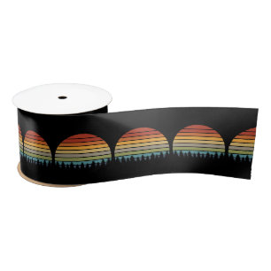 Multi-colour striped sun with trees Thunder_Cove Satin Ribbon