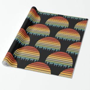 Multi-colour striped sun with trees Thunder_Cove Wrapping Paper