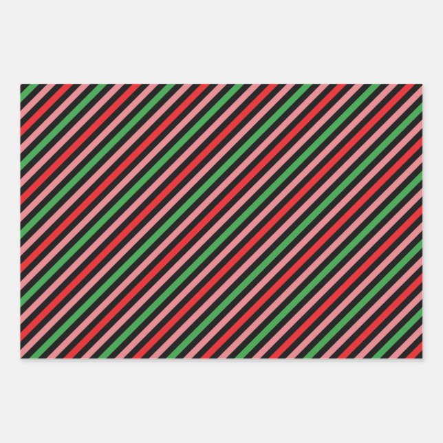 Multi Colour Stripes Design Perfect Christmas Gift Wrapping Paper Sheet (Front)