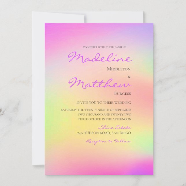 Multi Colour Tie Dye Modern Wedding Invitation (Front)