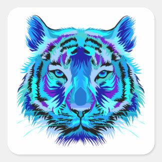 Multi colour tiger design square sticker
