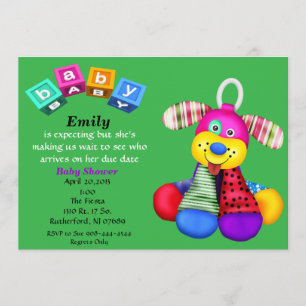 Multi-Colour Toy Dog Baby Shower Invitation