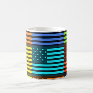 Multi colour USA flag chequered vector pattern art Coffee Mug