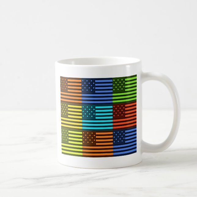 Multi colour USA flag chequered vector pattern art Coffee Mug (Right)
