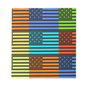 Multi colour USA flag chequered vector pattern art Notepad