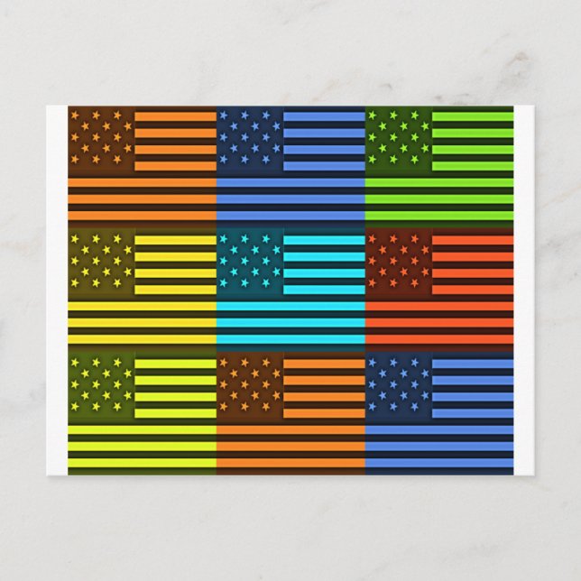 Multi colour USA flag chequered vector pattern art Postcard (Front)