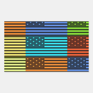 Multi colour USA flag chequered vector pattern art Rectangular Sticker