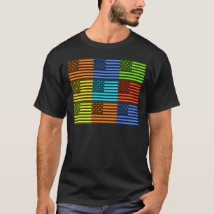 Multi colour USA flag chequered vector pattern art T-Shirt
