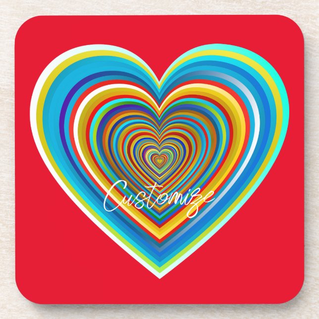 Multi-colour Valentine Heart Thunder_Cove Coaster (Front)