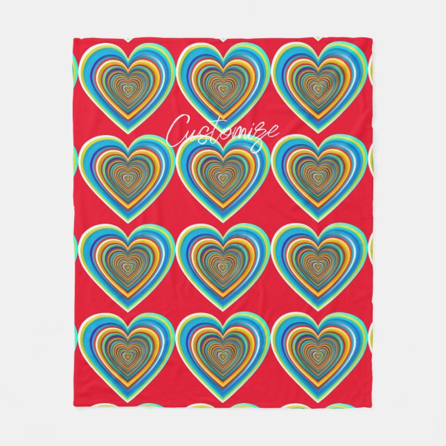 Multi-colour Valentine Heart Thunder_Cove Fleece Blanket (Front)