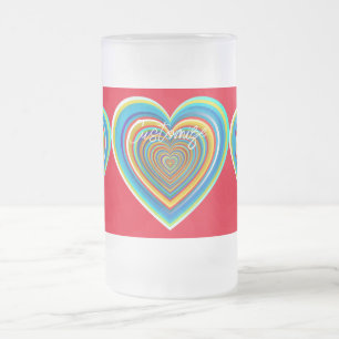 Multi-colour Valentine Heart Thunder_Cove Frosted Glass Beer Mug
