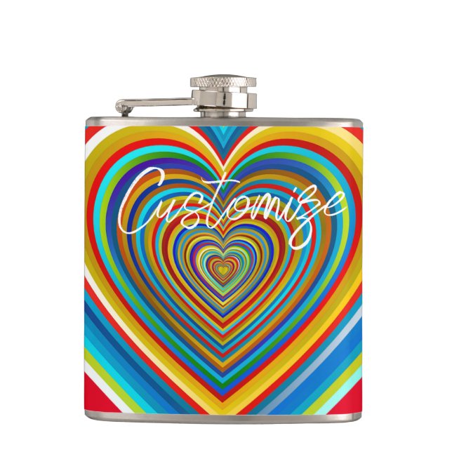 Multi-colour Valentine Heart Thunder_Cove  Hip Flask (Front)
