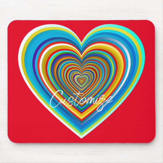 Multi-colour Valentine Heart Thunder_Cove Mouse Mat (Front)