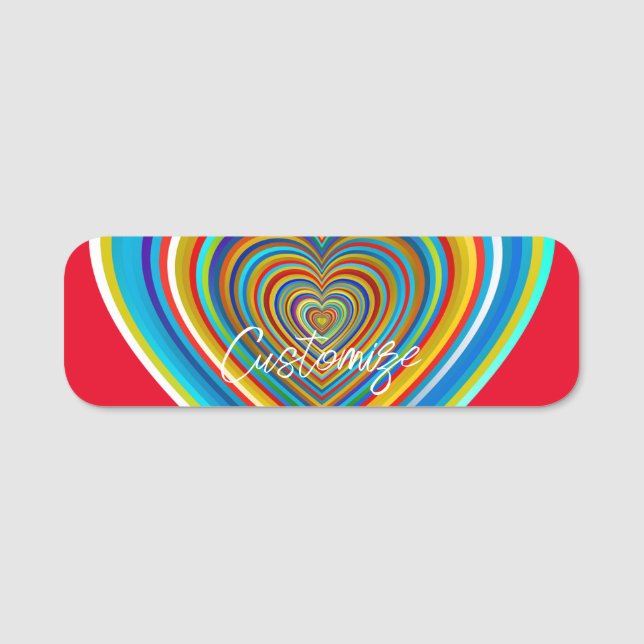 Multi-colour Valentine Heart Thunder_Cove  Name Tag (Front)