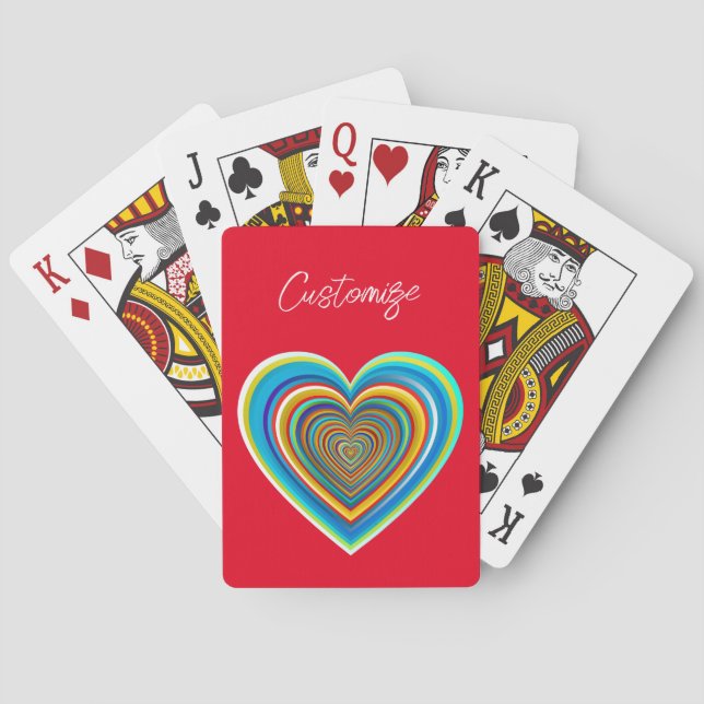 Multi-colour Valentine Heart Thunder_Cove Playing Cards (Back)
