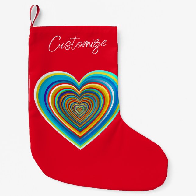 Multi-colour Valentine Heart Thunder_Cove Small Christmas Stocking (Front)