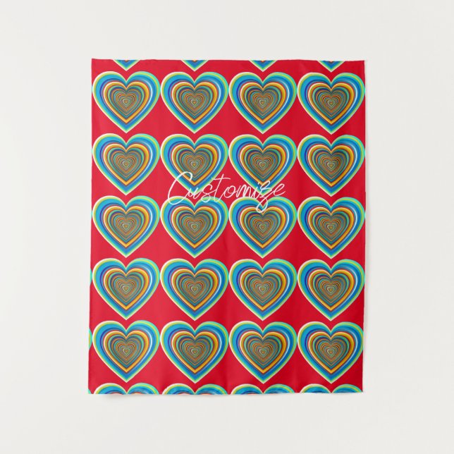 Multi-colour Valentine Heart Thunder_Cove Tapestry (Front)