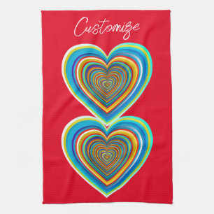 Multi-colour Valentine Heart Thunder_Cove Tea Towel