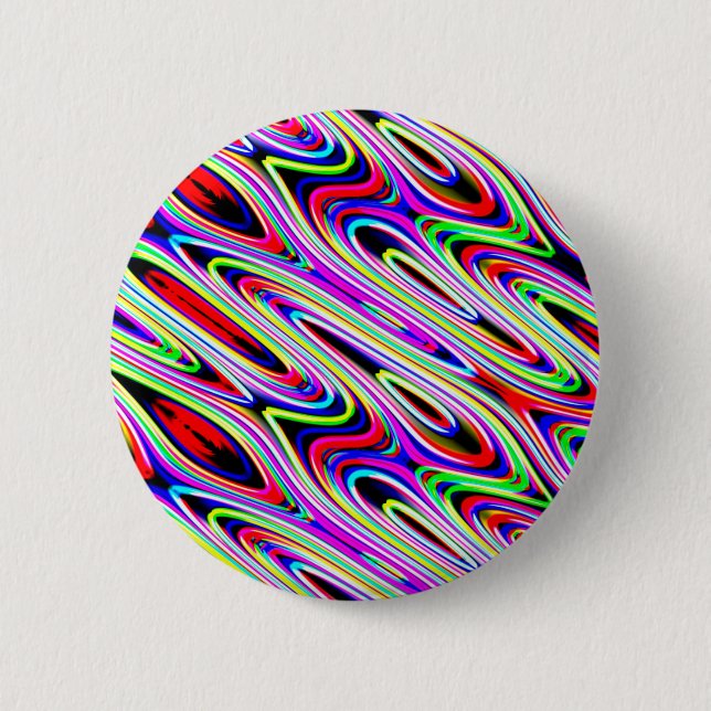 Multi Colour Wave Abstract Pattern 6 Cm Round Badge (Front)