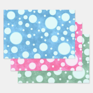 Multi-Colour White Polka Dots Pattern Decoupage Wrapping Paper Sheet