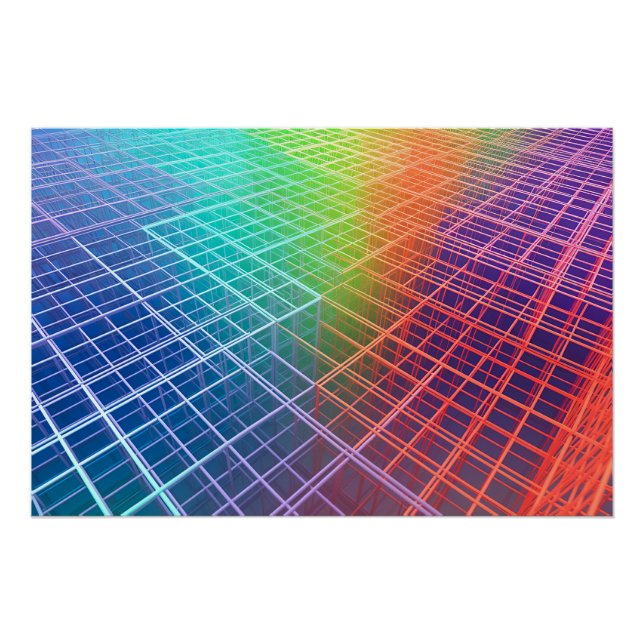 Multi-Coloured 3D Grid Poster (Front)