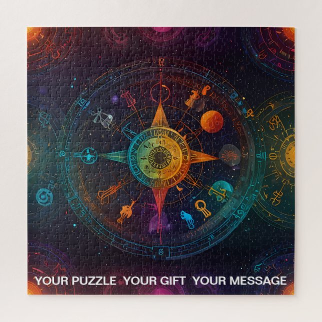 Multi Coloured Abstract Celestial Zodiac  Jigsaw Puzzle (Vertical)