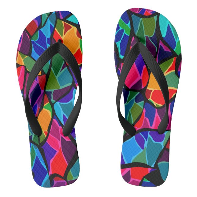 Multi-coloured abstract flip flops (Footbed)