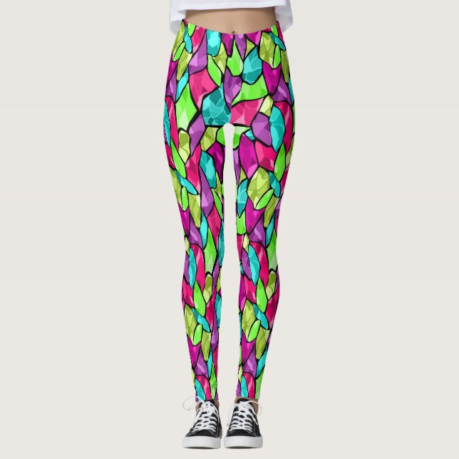Multi-coloured abstract leggings (Front)