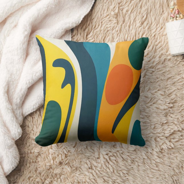 Multi-Coloured Abstract Square Pillow  (Blanket)