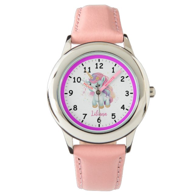 Multi-Coloured Adorable Unicorn Children's Watch (Front)