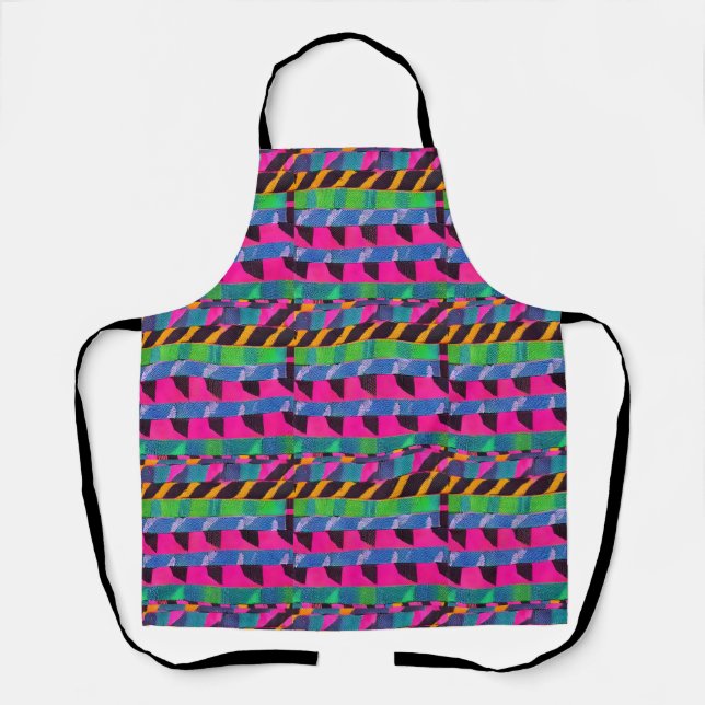 Multi Coloured African Kente Horizontal Design Apron (Front)
