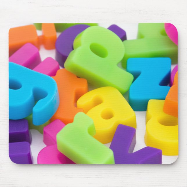 multi coloured alphabet letters background mouse m mouse mat (Front)