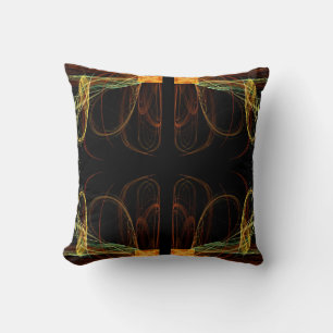 Multi Coloured and Black Abstract Fractal Pillow